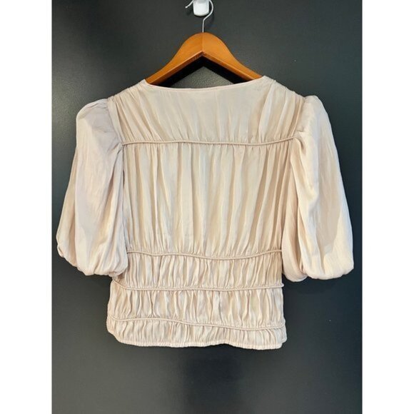 NWOT FRAME Julianne BLUSH Top PUFF SLEEVES BLOUSE SIZE XS - Picture 9 of 9